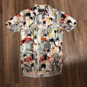 Zara Man relaxed fit graphic collared shirt sleeve shirt